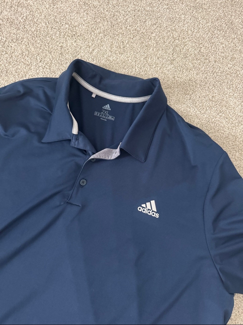 Adidas Navy Blue Polo Shirt - Picture 2 of 4